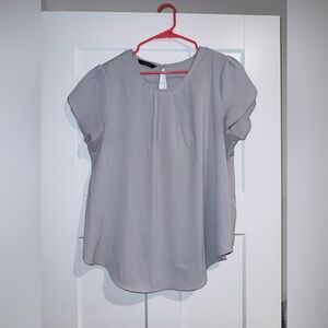 Women’s grey ruffled sleeve blouse